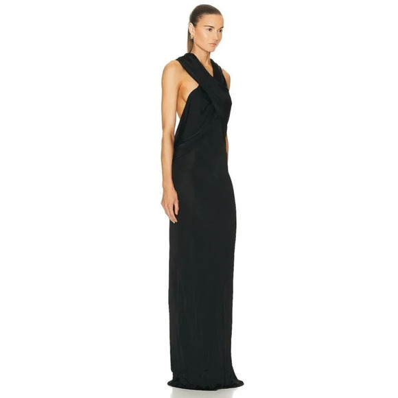 SAINT LAURENT Hooded Crepe Dress in Noir 36 New Womens Long Maxi Gown - Picture 5 of 17